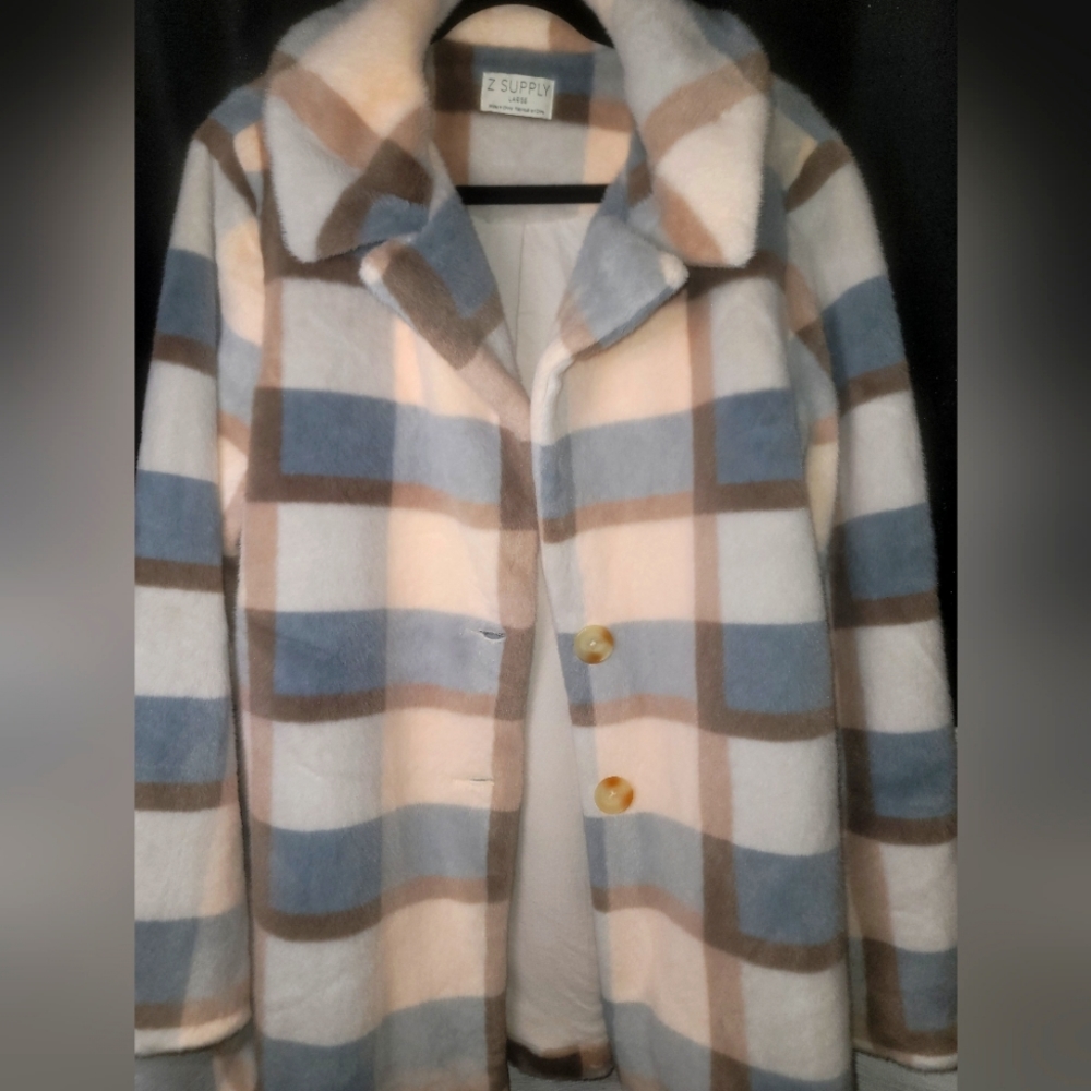 Z Supply Faux Fur Coat Jacket Plush Size LG